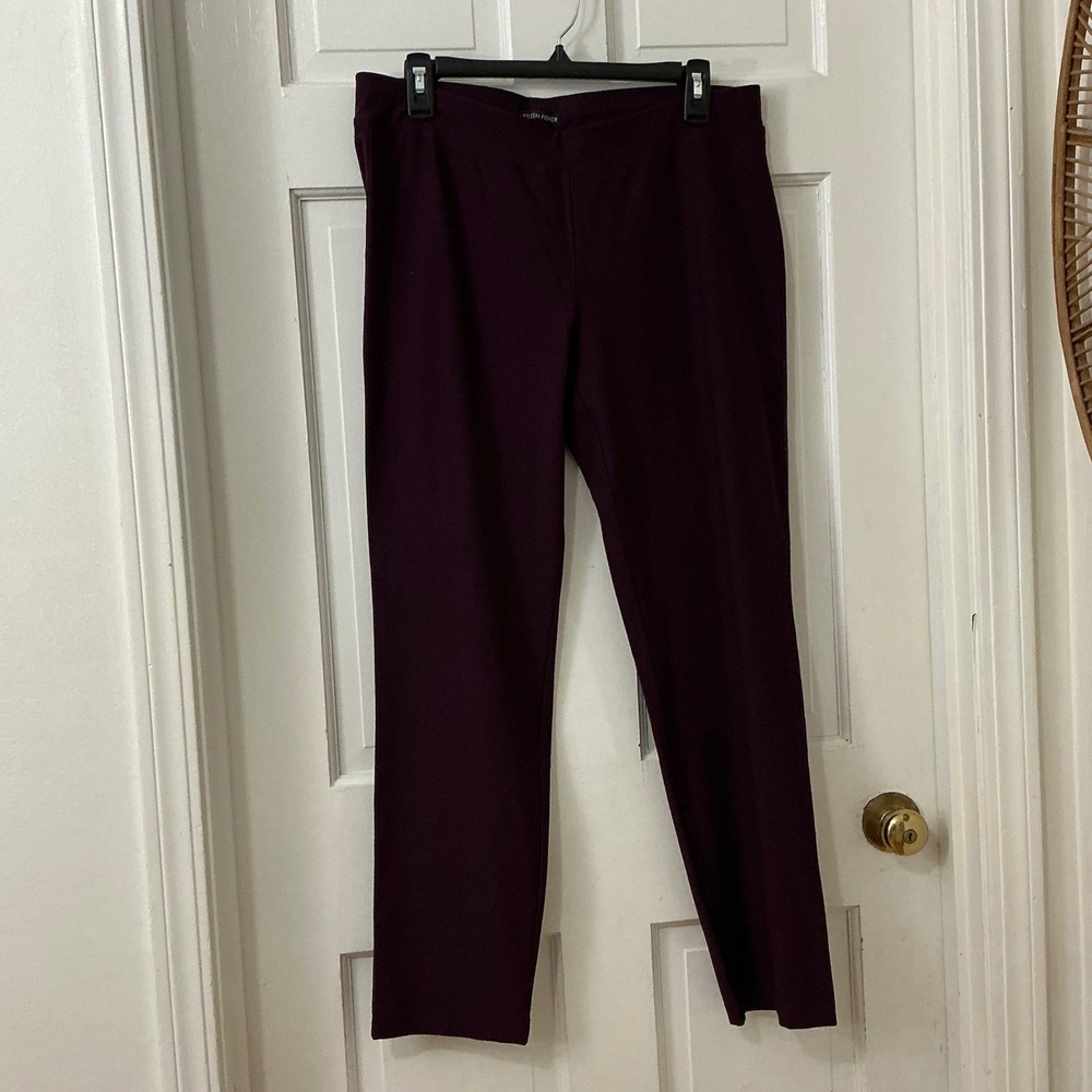 Eileen Fisher Pants M Burgundy Knit Pull On Dark Academia Capsule Office Classic